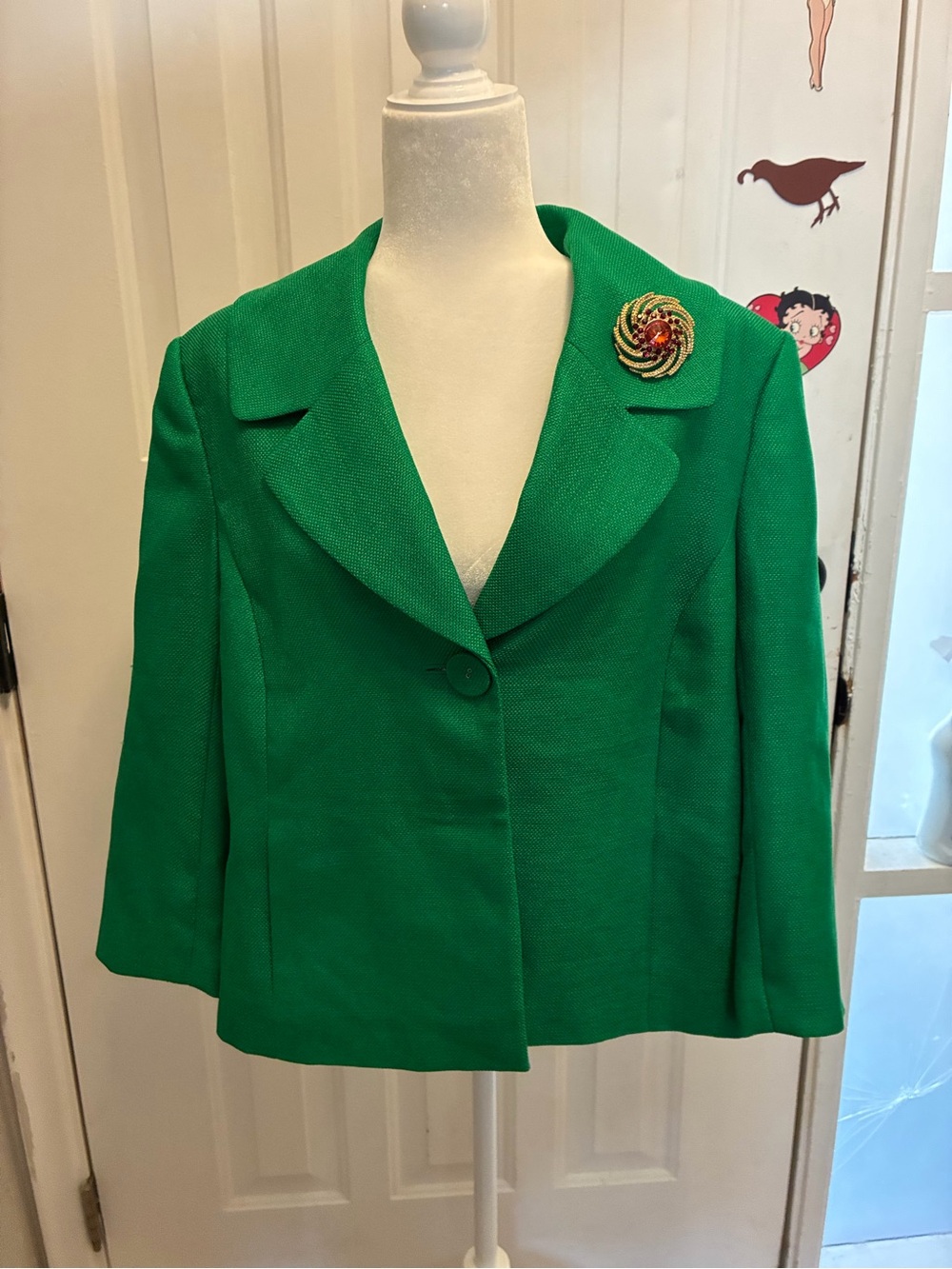 Tailored Emerald Green Single-Button Women's Blazer
